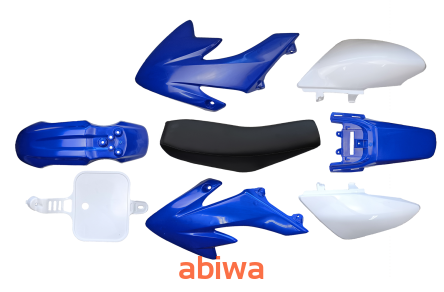 PLASTIKI OWIEWKI KOMPLET POCKET BIKE MINI CROSS MRF PITBIKE - Niebieskie + SIEDZENIE