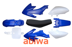PLASTIKI OWIEWKI KOMPLET POCKET BIKE MINI CROSS MRF PITBIKE - Niebieskie + SIEDZENIE