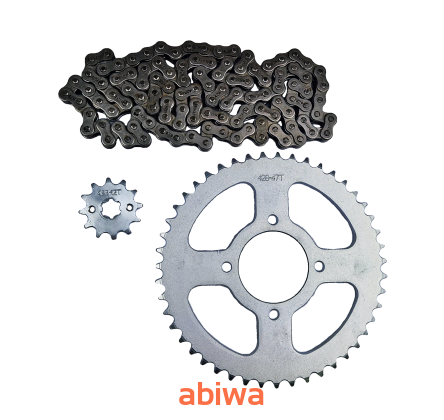 ZESTAW NAPĘDOWY STREET (ZĘBATKI 428-12z, 428-47z(58mm) + ŁAŃCUCH 428-114L) - zębatka przód z otworami