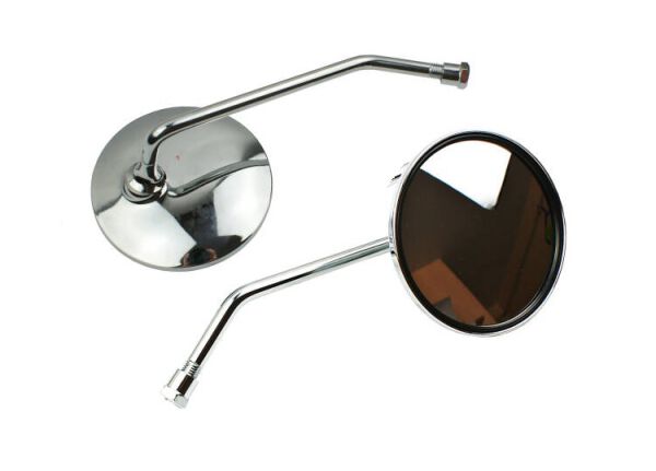 LUSTERKA KPL. GWINT M8 PRAWY, METAL - CHROM, OKRAGŁE 24CM - DŁUGOŚĆ RAMIENIA