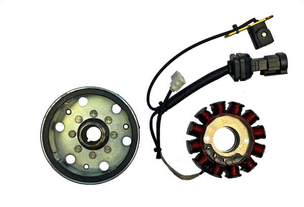 KOŁO MAGNESOWE (MAGNETO) + CEWKI ISKROWNIKA (STATOR) PIAGGIO FLY 125 GILERA RUNNER 200