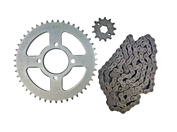 ZESTAW NAPĘDOWY STREET (ZĘBATKI 428-13z, 428-47z(58mm) + ŁAŃCUCH 428-114L) zębatka przód z otworami