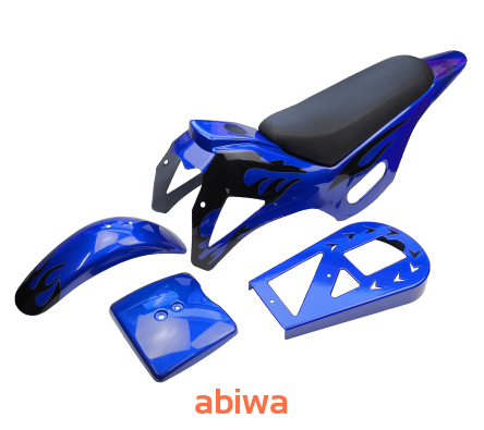 PLASTIKI OWIEWKI KPL. SIEDZENIE POCKET BIKE, MINI CROSS, DIRT BIKE - NIEBIESKIE PŁOMIENIE