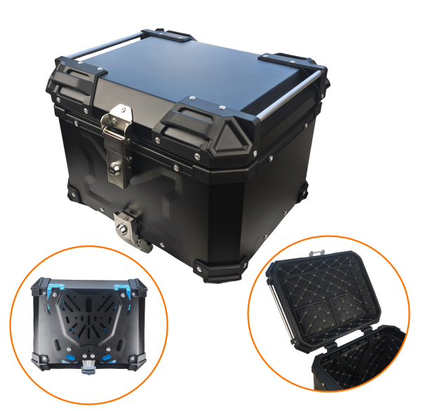 KUFER BAGAŻNIKOWY CENTRALNY CZARNY 45L ALUMINIUM ODPINANY WODOSZCZELNY