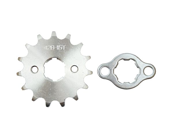 ZĘBATKA ZDAWCZA PRZÓD 428 15 ZĘBÓW + ZABEZPIECZENIE (ŚR.20 mm) 150 CCM, ATV, CROSS