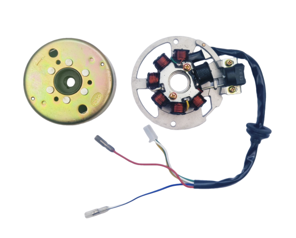 KOŁO MAGNESOWE (MAGNETO) + CEWKI ISKROWNIKA (STATOR) 2T 7 cewek (stożek 13 mm - 17 mm)