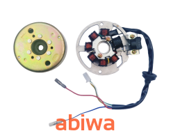 KOŁO MAGNESOWE (MAGNETO) + CEWKI ISKROWNIKA (STATOR) 2T 7 cewek (stożek 13 mm - 17 mm)