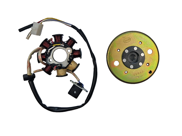 KOŁO MAGNESOWE (MAGNETO) + CEWKI ISKROWNIKA (STATOR) GY6 4T