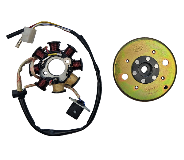 KOŁO MAGNESOWE (MAGNETO) + CEWKI ISKROWNIKA (STATOR) GY6 4T