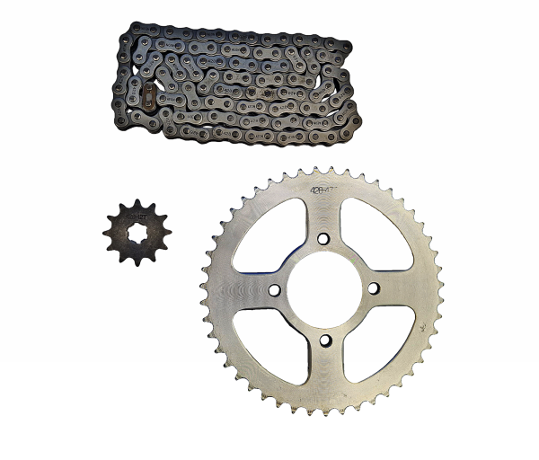 ZESTAW NAPĘDOWY STREET (ZĘBATKI 428-12z, 428-47z(58mm) + ŁAŃCUCH 428-114L) zębatka przód bez otworów