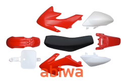 PLASTIKI OWIEWKI KOMPLET POCKET BIKE MINI CROSS MRF PITBIKE - Czerwone + SIEDZENIE